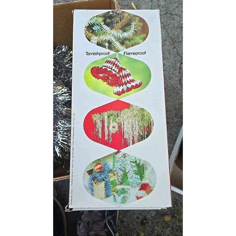 Vintage Christmas Tinsel Garland Doubl*Glo Silver 18ft.‎ Retro Holiday Decor
